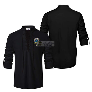 Bowie Clan Crest Ghillie Kilt Shirt Men Black - 2D-tartanvibesclothing