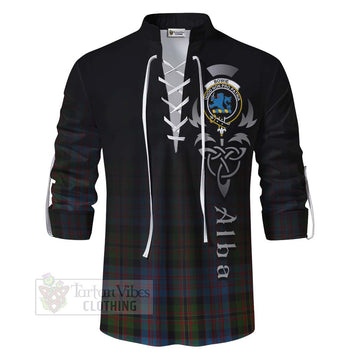 Bowie Tartan Ghillie Kilt Shirt Featuring Alba Gu Brath Family Crest Celtic Inspired - Tartan Vibes Clothing