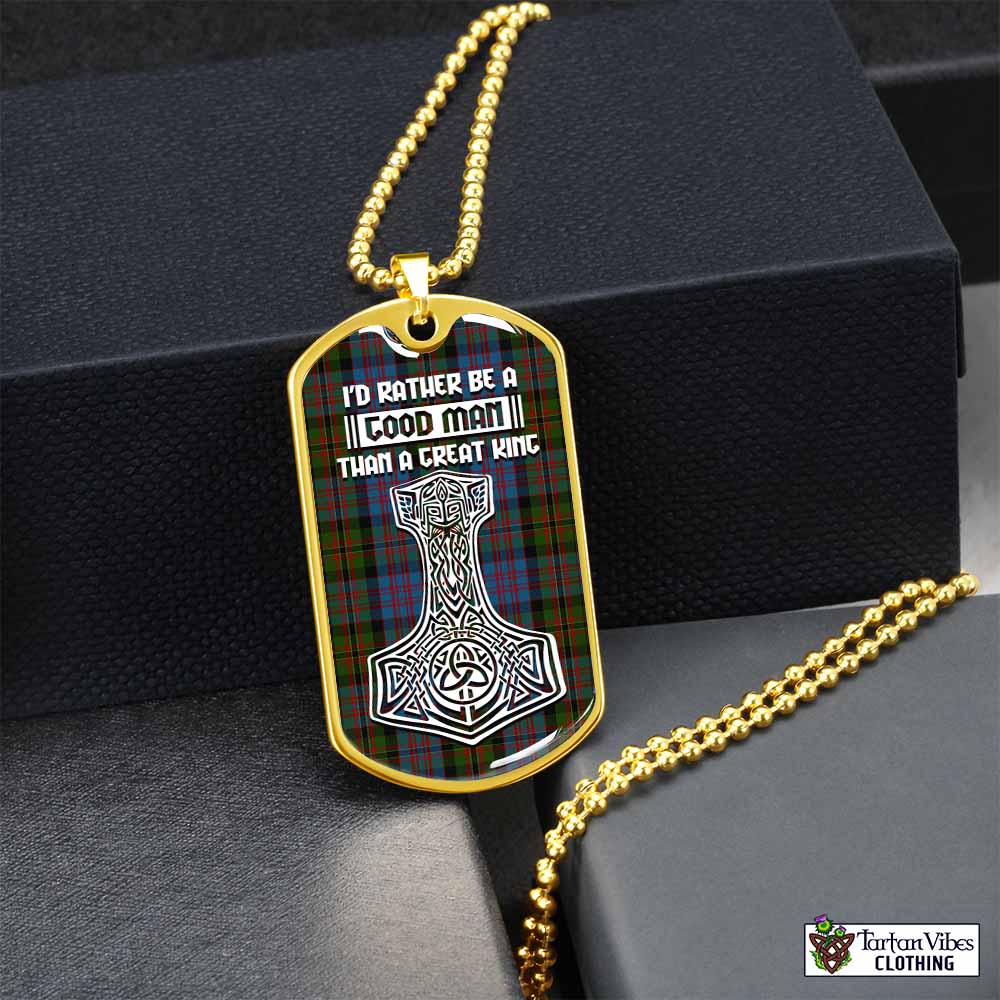 Bowie Tartan Dog Tag Necklace Viking Mjolnir Style Gold No - Tartan Vibes Clothing