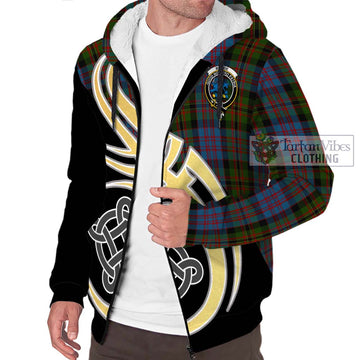 Bowie Tartan Sherpa Hoodie with Family Crest and Celtic Symbol Style - Tartan Vibes Clothing