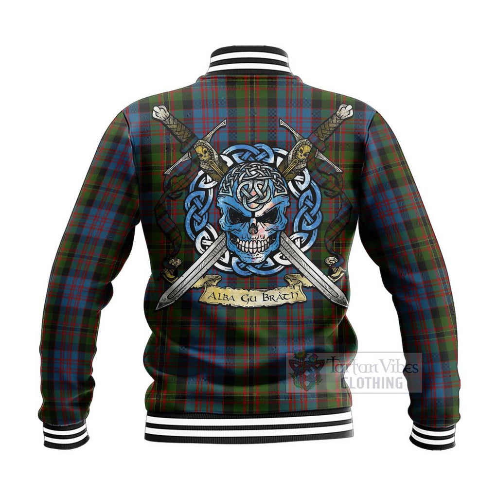 Bowie Tartan Baseball Jacket with Family Crest Celtic Skull Style - Tartan Vibes Clothing