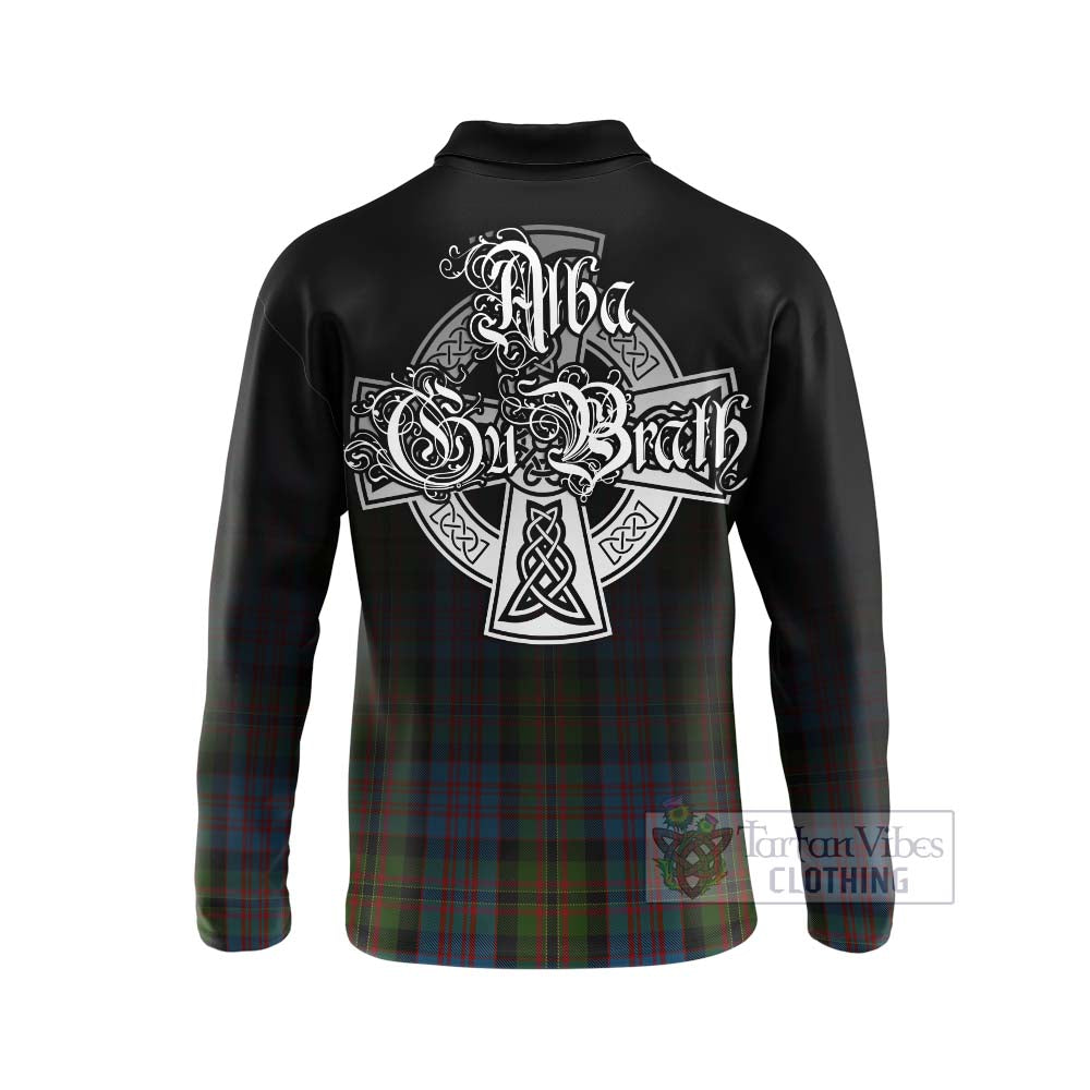Bowie Tartan Long Sleeve Polo Shirt Featuring Alba Gu Brath Family Crest Celtic Inspired - Tartan Vibes Clothing