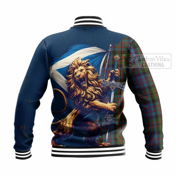 Bowie Tartan Family Crest Baseball Jacket with Scottish Majestic Lion - Tartan Vibes Clothing