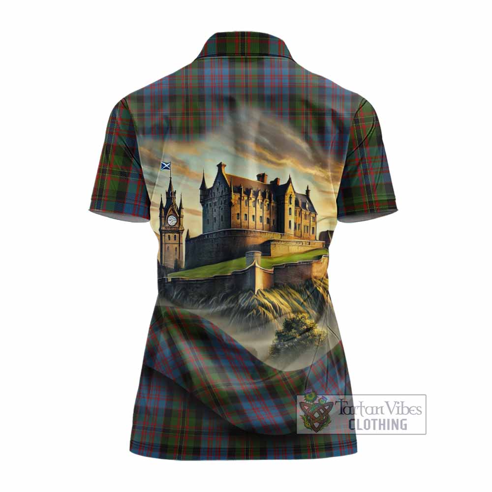 Bowie Tartan Family Crest Women's Polo Shirt with Scottish Ancient Castle Style - Tartan Vibes Clothing
