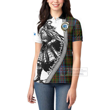 Bowie Tartan Clan Crest Women's Polo Shirt with Highlander Warrior Celtic Style - Tartan Vibes Clothing