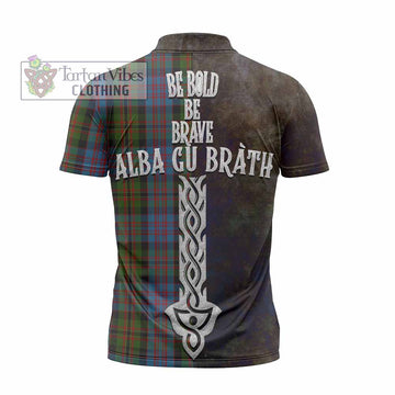 Bowie Tartan Family Crest Zipper Polo Shirt Alba Gu Brath Be Brave Lion Ancient Style - Tartan Vibes Clothing