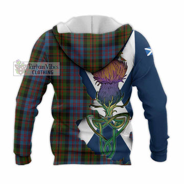 Tartan Vibes Clothing Bowie Tartan Family Crest Knitted Hoodie Scottish Thistle Celtic Inspired