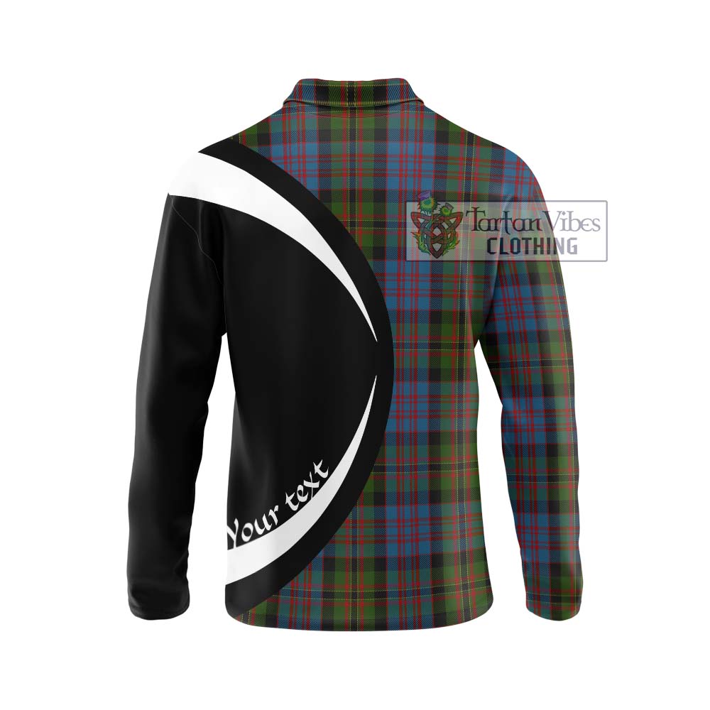 Bowie Tartan Long Sleeve Polo Shirt with Family Crest Circle Style - Tartan Vibes Clothing