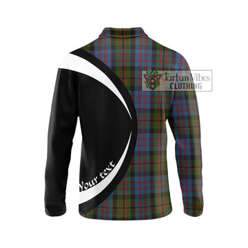 Bowie Tartan Long Sleeve Polo Shirt with Family Crest Circle Style - Tartan Vibes Clothing