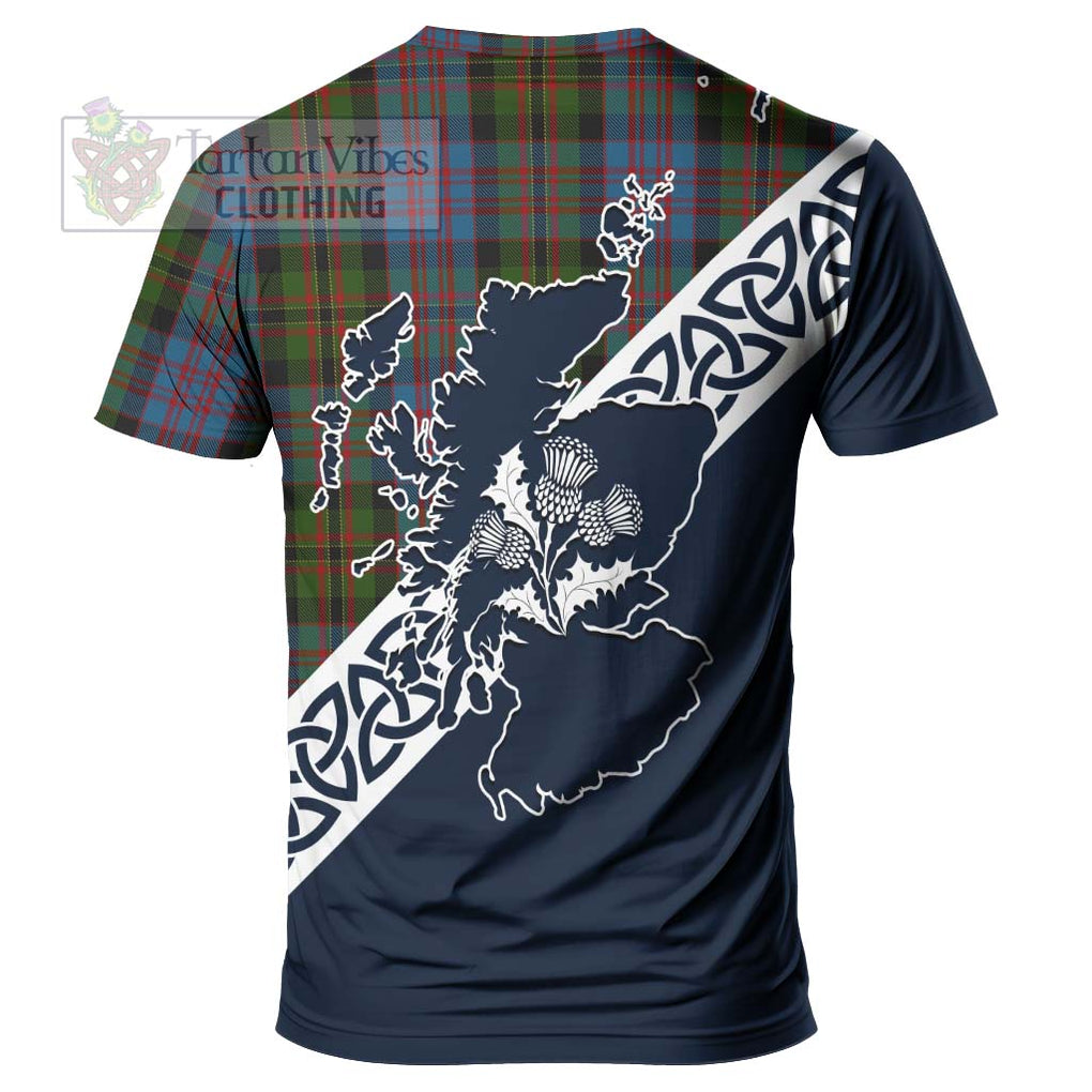 Bowie Tartan T-Shirt Featuring Thistle and Scotland Map - Tartanvibesclothing Store