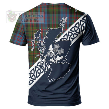 Bowie Tartan T-Shirt Featuring Thistle and Scotland Map - Tartanvibesclothing Store