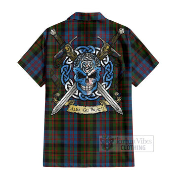 Bowie Tartan Hawaiian Shirt with Family Crest Celtic Skull Style - Tartan Vibes Clothing
