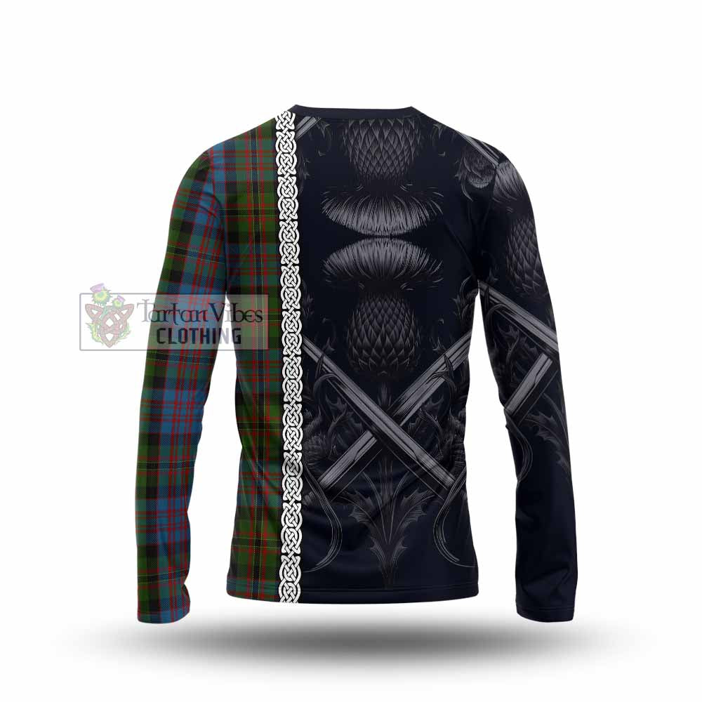 Bowie Tartan Long Sleeve T-Shirt with Family Crest Cross Sword Thistle Celtic Vibes - Tartan Vibes Clothing