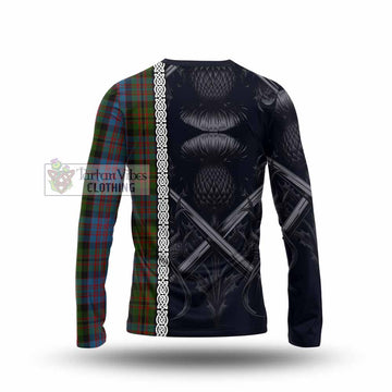Bowie Tartan Long Sleeve T-Shirt with Family Crest Cross Sword Thistle Celtic Vibes - Tartan Vibes Clothing