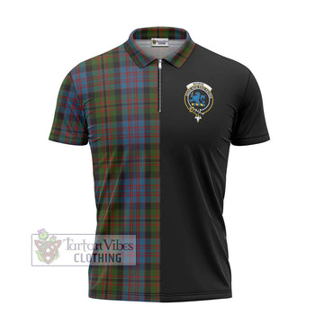 Bowie Tartan Zipper Polo Shirt with Family Crest and Half Of Me Style - Tartan Vibes Clothing