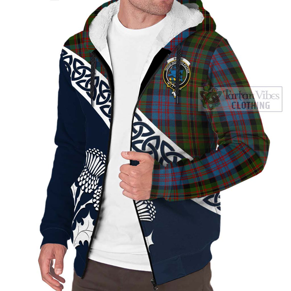 Bowie Tartan Sherpa Hoodie Featuring Thistle and Scotland Map - Tartan Vibes Clothing
