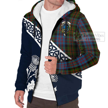 Bowie Tartan Sherpa Hoodie Featuring Thistle and Scotland Map - Tartan Vibes Clothing