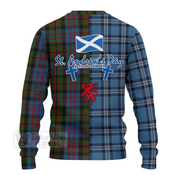 Bowie Tartan Knitted Sweater Happy St. Andrew's Day Half Tartan Style - Tartan Vibes Clothing