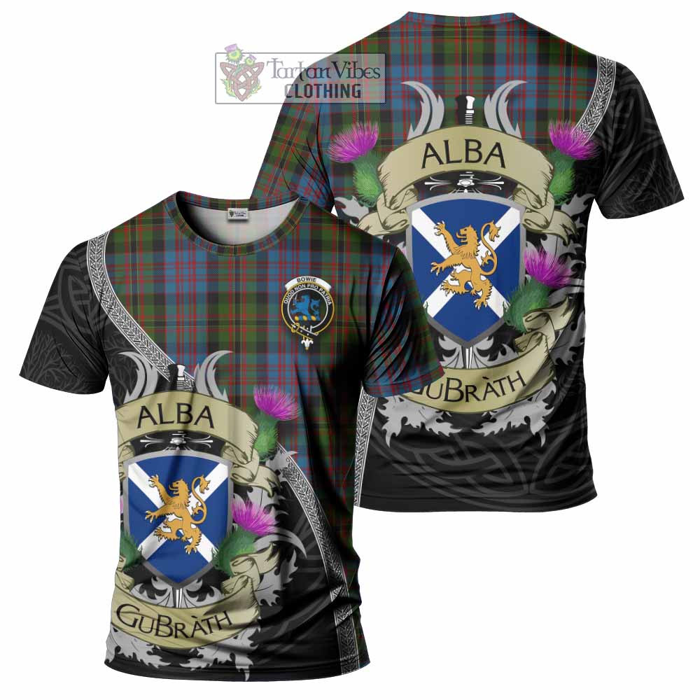Bowie Tartan Family Crest T-Shirt Lion Rampant Royal Thistle Shield Celtic Inspired - Tartan Vibes Clothing