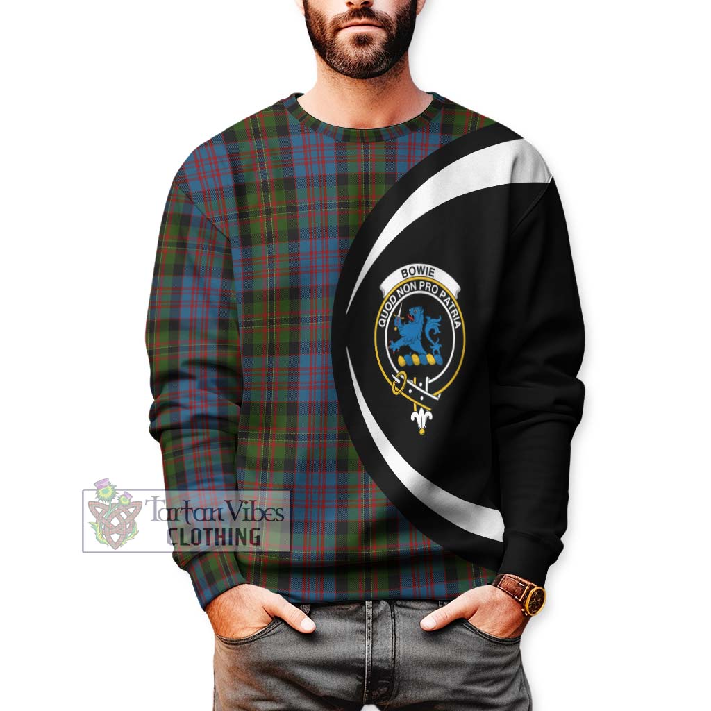 Bowie Tartan Sweatshirt with Family Crest Circle Style - Tartan Vibes Clothing