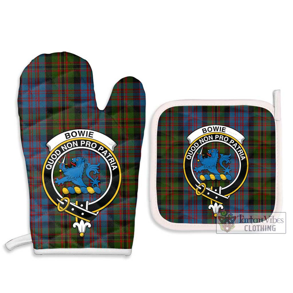 Bowie Tartan Combo Oven Mitt & Pot-Holder with Family Crest - Tartan Vibes Clothing