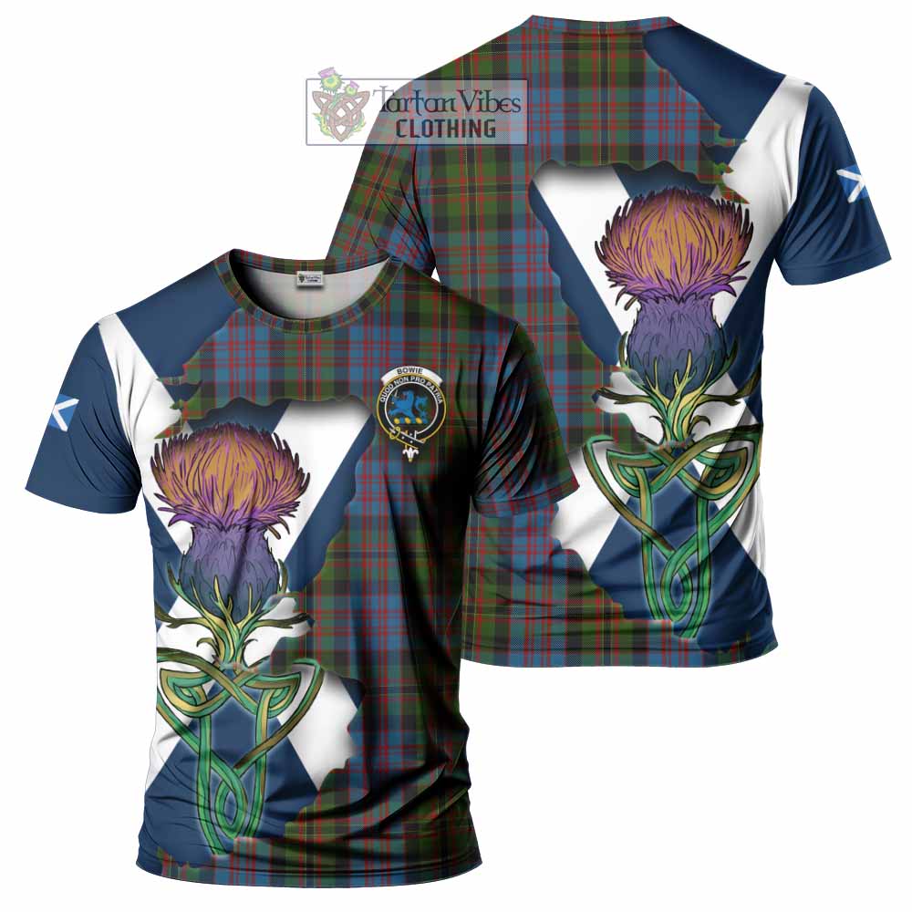 Tartan Vibes Clothing Bowie Tartan Family Crest T-Shirt Scottish Thistle Celtic Inspired