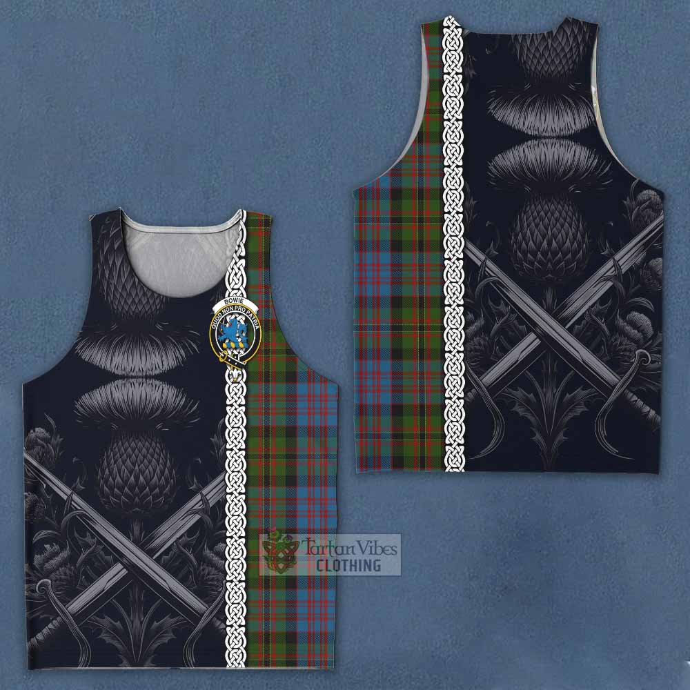 Bowie Tartan Men's Tank Top with Family Crest Cross Sword Thistle Celtic Vibes - Tartan Vibes Clothing