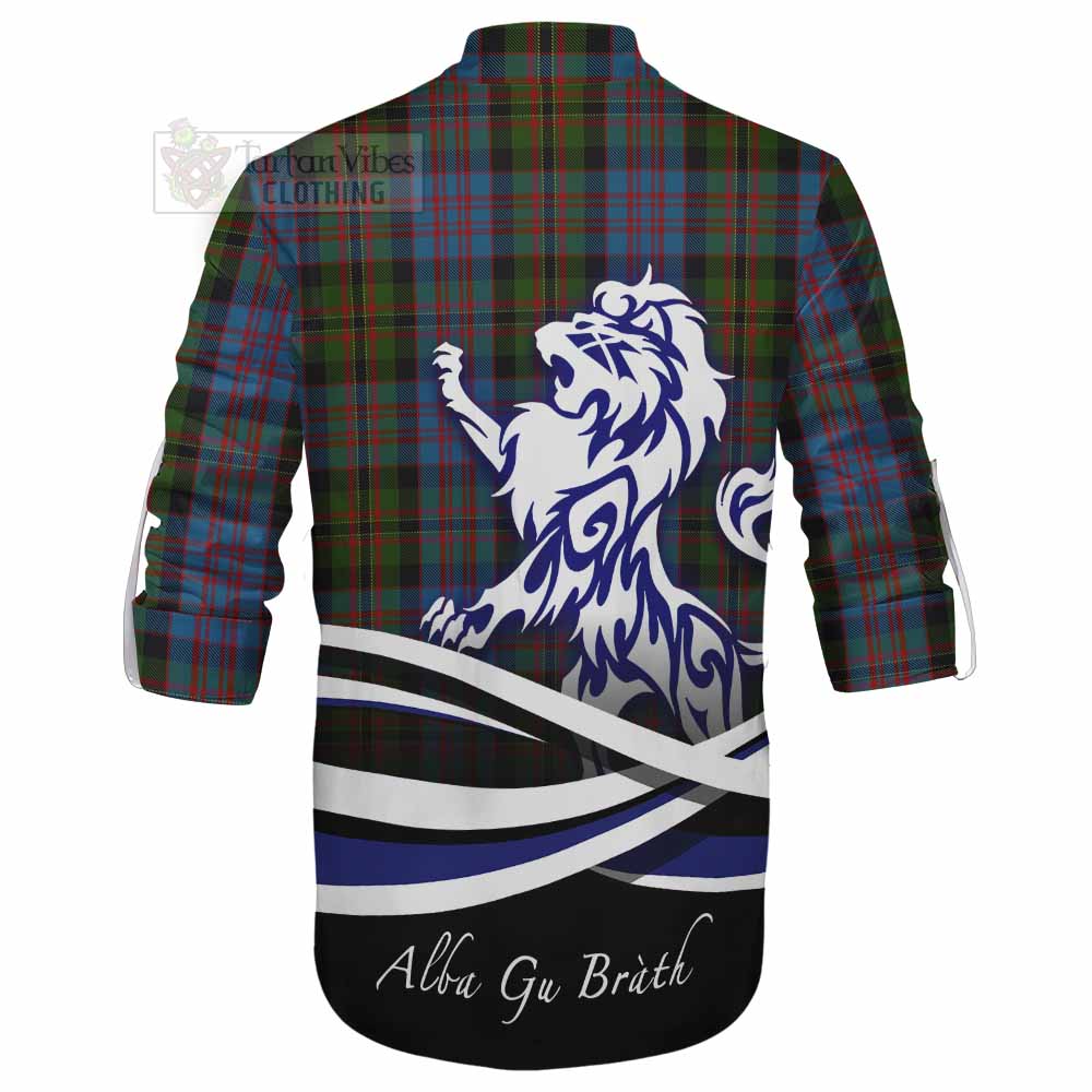 Tartan Vibes Clothing Bowie Tartan Ghillie Kilt Shirt with Alba Gu Brath Regal Lion Emblem