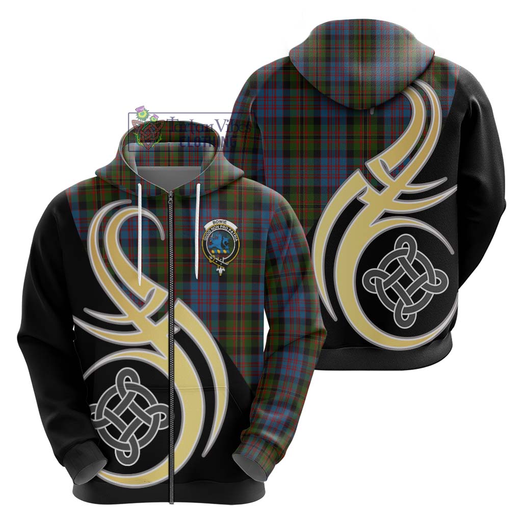 Bowie Tartan Hoodie with Family Crest and Celtic Symbol Style - Tartan Vibes Clothing