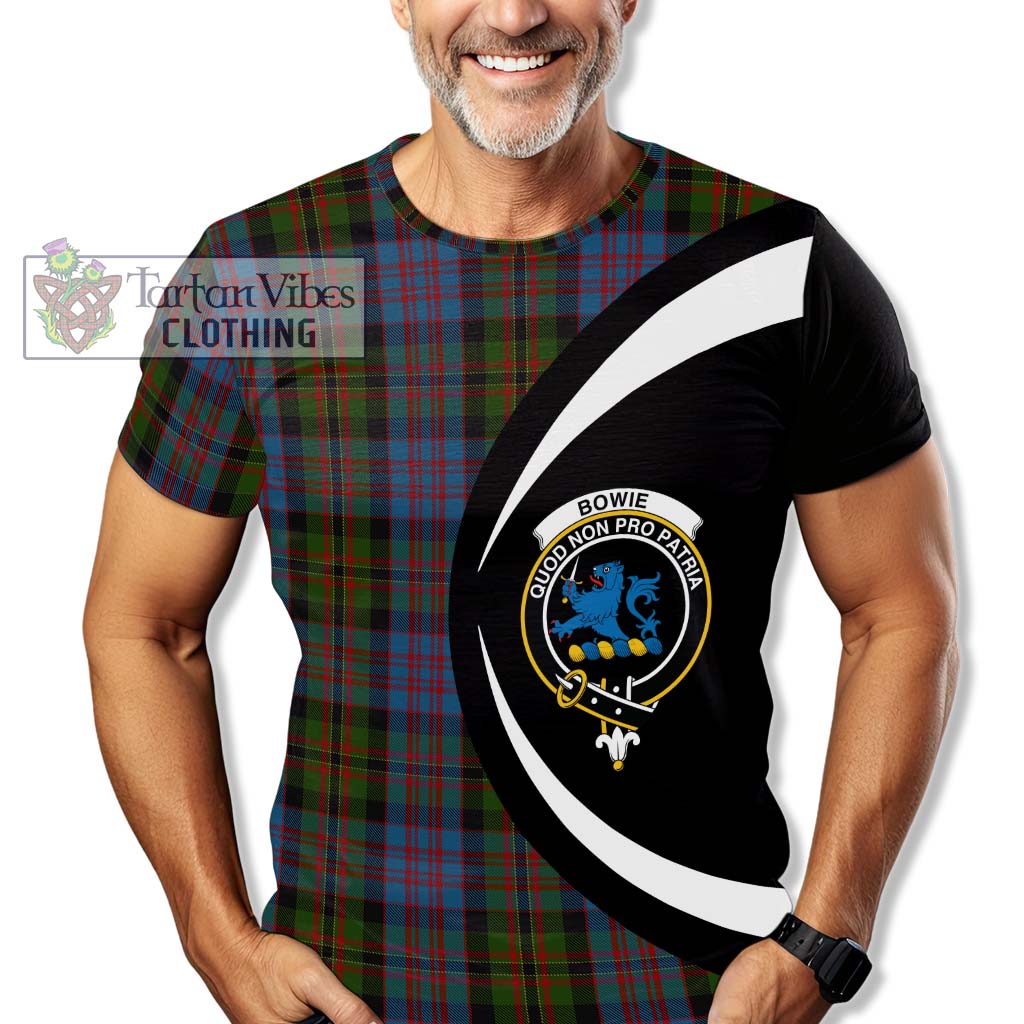 Bowie Tartan T-Shirt with Family Crest Circle Style - Tartan Vibes Clothing