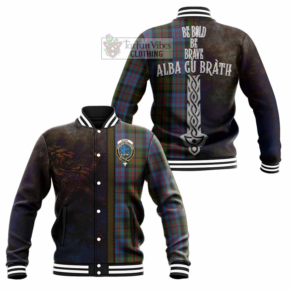 Bowie Tartan Family Crest Baseball Jacket Alba Gu Brath Be Brave Lion Ancient Style - Tartan Vibes Clothing