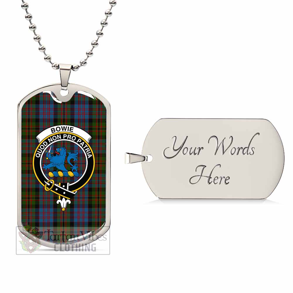 Bowie Tartan Dog Tag Necklace with Family Crest Silver Yes - Tartan Vibes Clothing