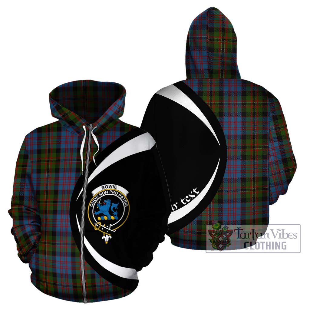 Bowie Tartan Hoodie with Family Crest Circle Style - Tartan Vibes Clothing