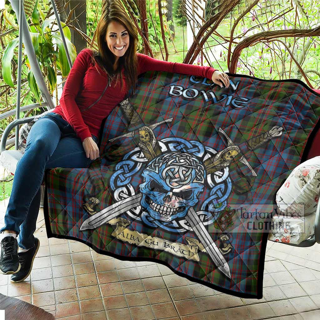 Bowie Tartan Quilt with Celtic Skull Alba Gu Brath Style - Tartan Vibes Clothing