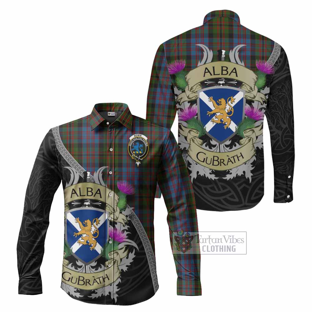 Bowie Tartan Family Crest Long Sleeve Button Shirt Lion Rampant Royal Thistle Shield Celtic Inspired - Tartan Vibes Clothing
