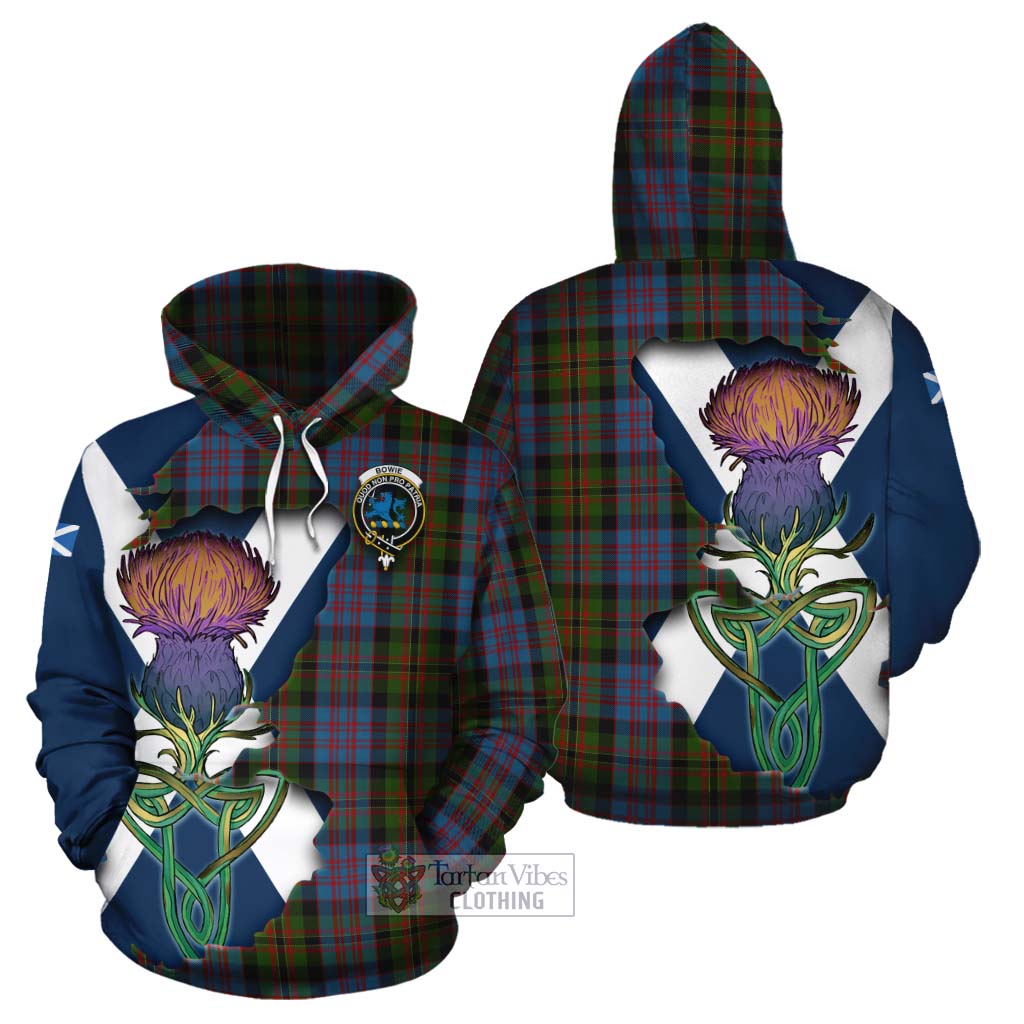 Tartan Vibes Clothing Bowie Tartan Family Crest Cotton Hoodie Scottish Thistle Celtic Inspired