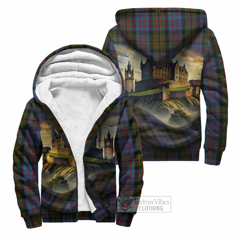 Bowie Tartan Family Crest Sherpa Hoodie with Scottish Ancient Castle Style Unisex - Tartan Vibes Clothing