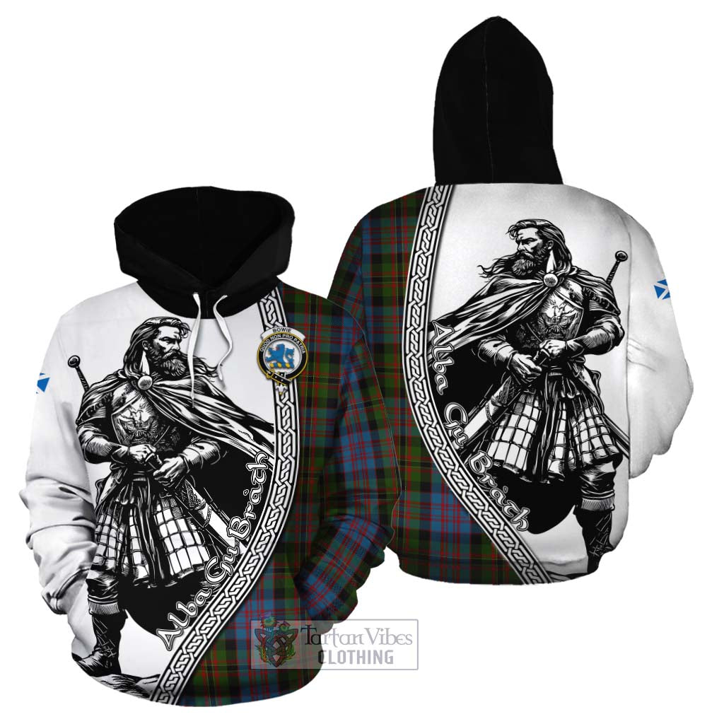 Bowie Tartan Clan Crest Cotton Hoodie with Highlander Warrior Celtic Style Zip Hoodie - Tartan Vibes Clothing
