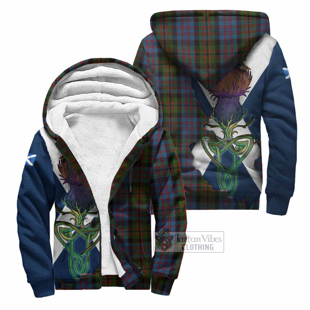 Tartan Vibes Clothing Bowie Tartan Family Crest Sherpa Hoodie Scottish Thistle Celtic Inspired
