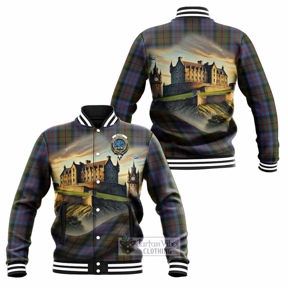 Bowie Tartan Family Crest Baseball Jacket with Scottish Ancient Castle Style - Tartan Vibes Clothing