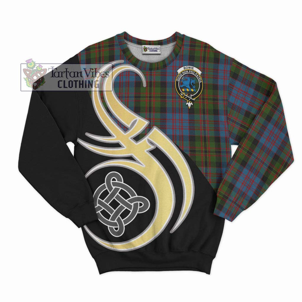 Bowie Tartan Sweatshirt with Family Crest and Celtic Symbol Style - Tartan Vibes Clothing