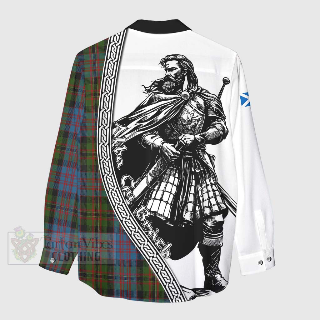 Bowie Tartan Clan Crest Women's Casual Shirt with Highlander Warrior Celtic Style - Tartan Vibes Clothing