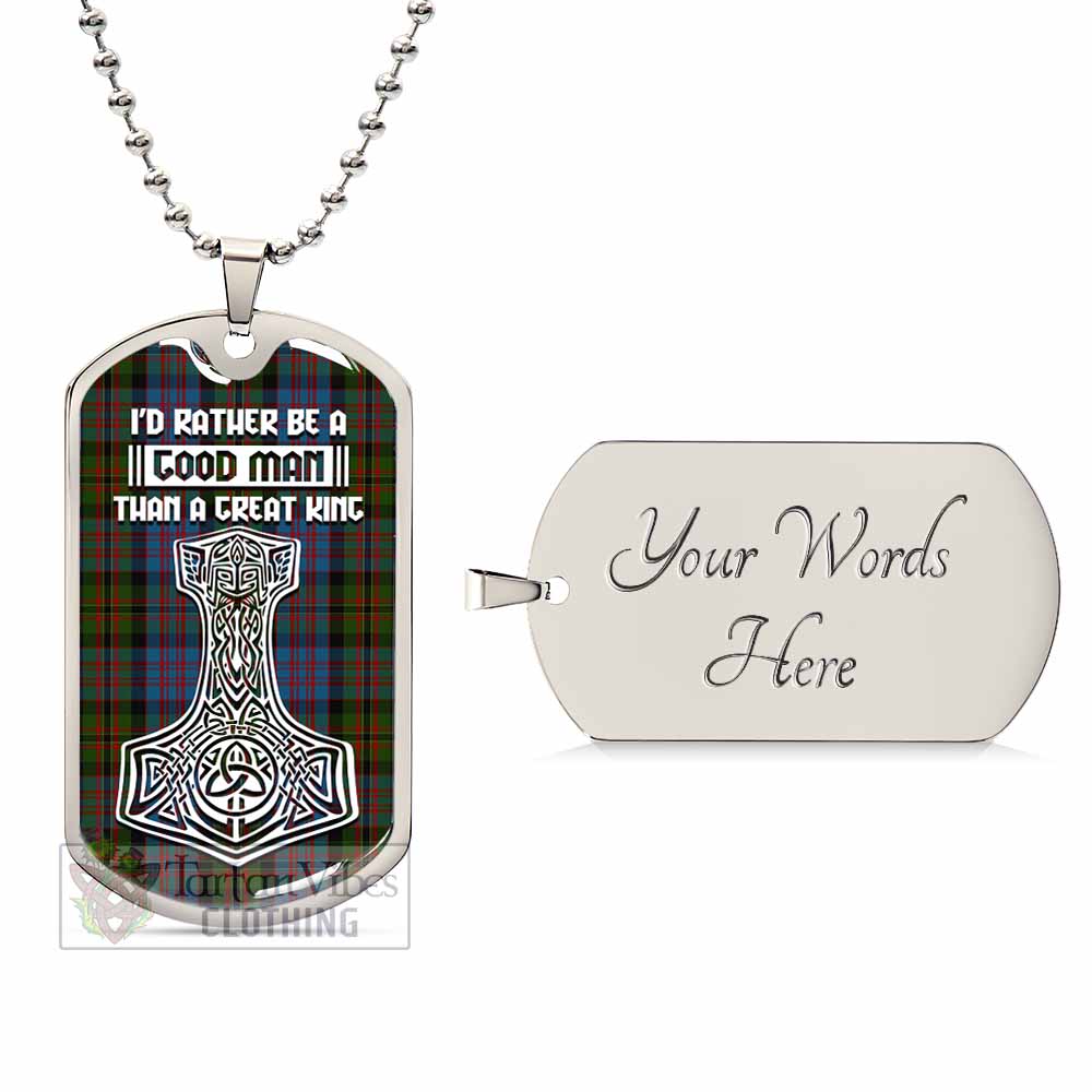 Bowie Tartan Dog Tag Necklace Viking Mjolnir Style Silver Yes - Tartan Vibes Clothing