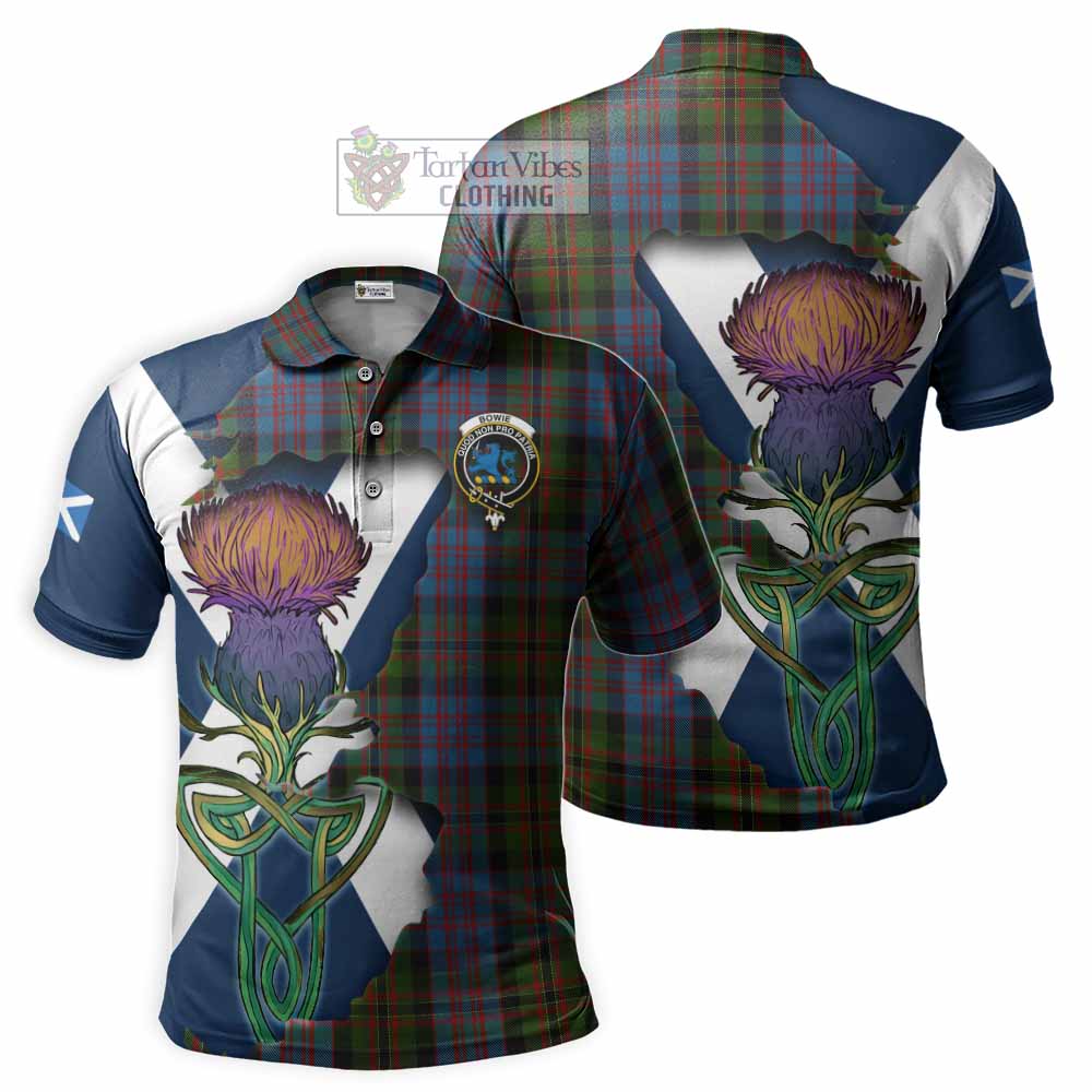 Tartan Vibes Clothing Bowie Tartan Family Crest Polo Shirt Scottish Thistle Celtic Inspired