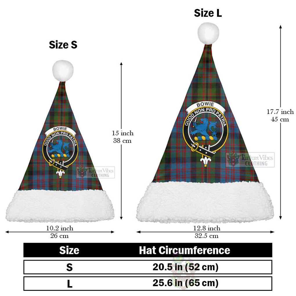Bowie Tartan Christmas Santa Hats with Family Crest Christmas Hat L 25.6in (65cm) - Tartan Vibes Clothing