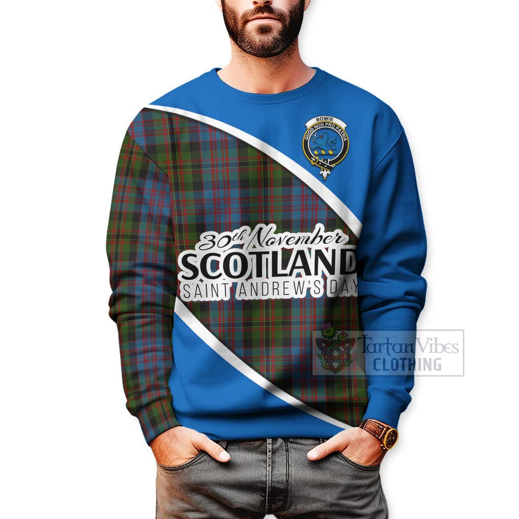 Bowie Family Crest Tartan Sweatshirt Celebrate Saint Andrew's Day in Style - Tartan Vibes Clothing