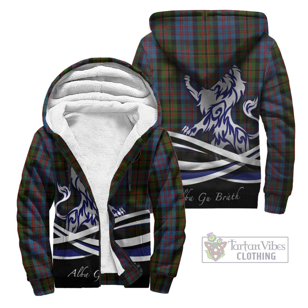 Bowie Tartan Sherpa Hoodie with Alba Gu Brath Regal Lion Emblem Unisex - Tartan Vibes Clothing