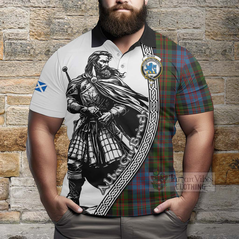 Tartan Vibes Clothing Bowie Tartan Clan Crest Polo Shirt with Highlander Warrior Celtic Style