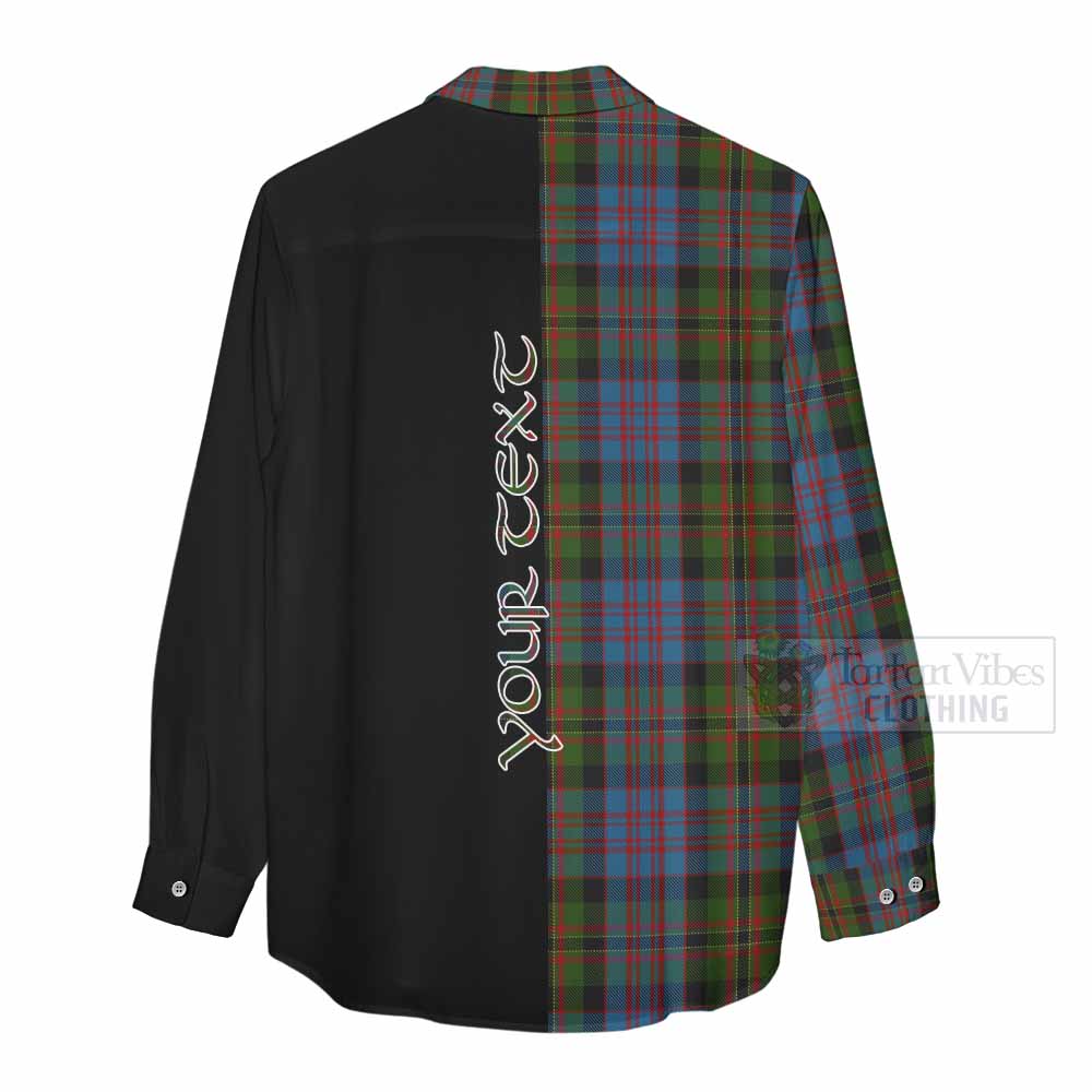 Tartan Vibes Clothing Bowie Tartan Women's Casual Shirt with Family Crest and Half Of Me Style
