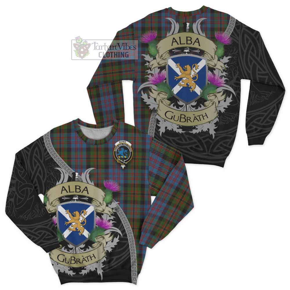 Bowie Tartan Family Crest Sweatshirt Lion Rampant Royal Thistle Shield Celtic Inspired - Tartan Vibes Clothing